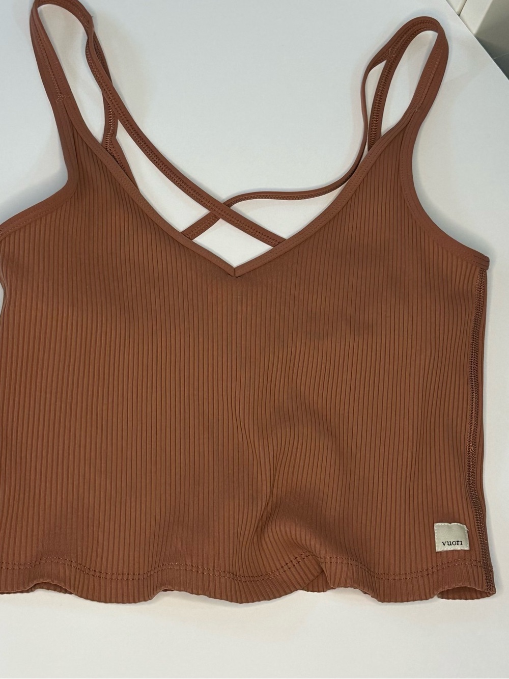 Vuori Strappy Ribbed Mindset Athletic Crop Tank Small